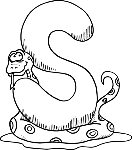 Letter S Is For Snake Coloring Page